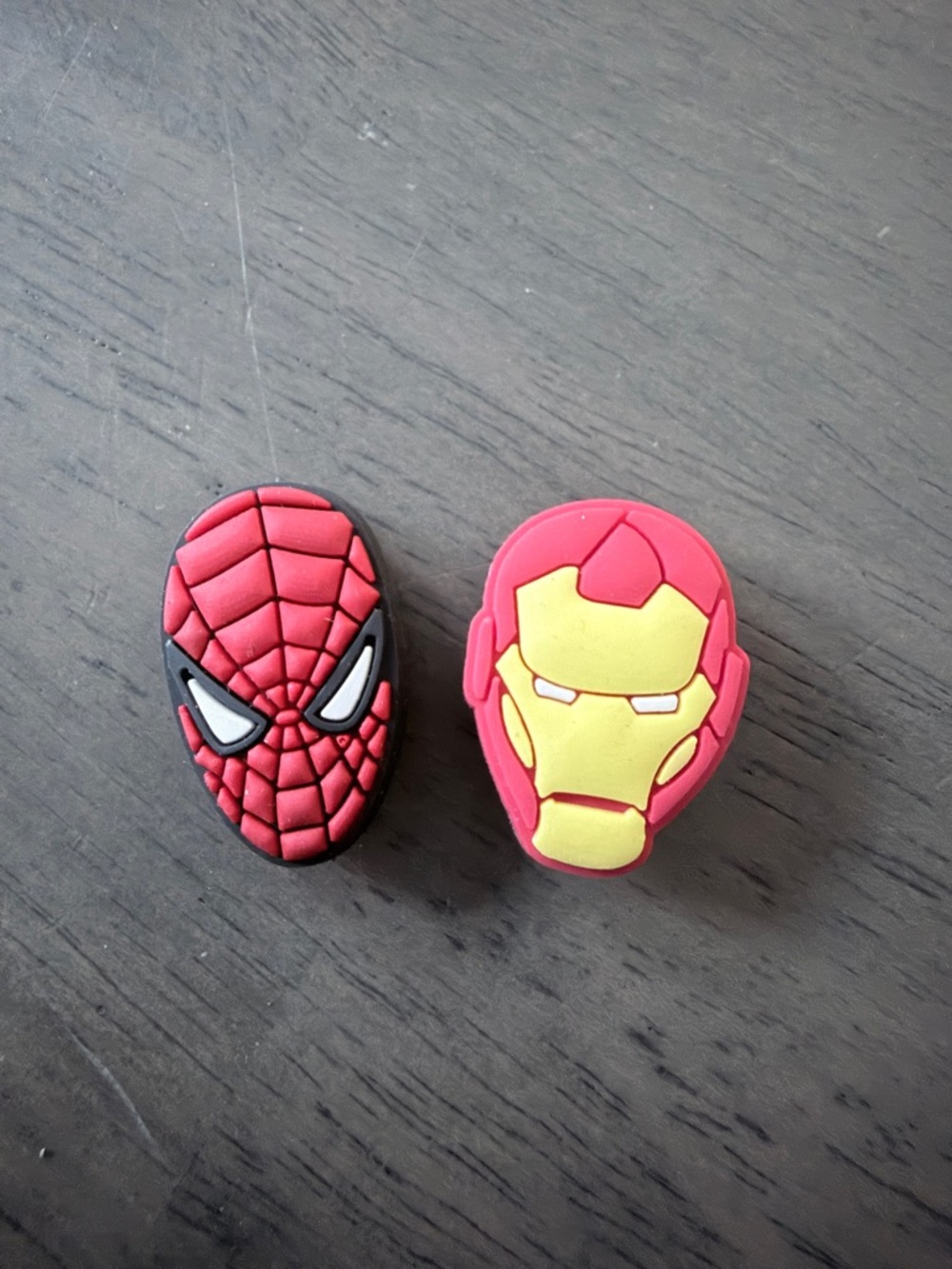 CROCS Spider-Man and Iron Man Red and Yellow Shoe Charms